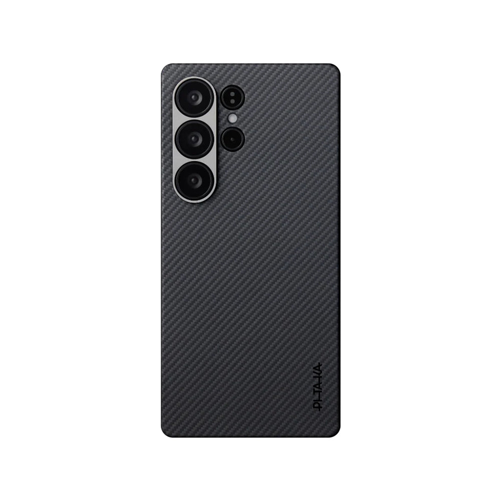 Galaxy S25 Ultra Kılıf M-safe Şarj Özellikli 600D Aramid Fiber Pitaka Ultra-Slim Classic Serisi Black-Grey Twill Kılıf Galaxy S25 Ultra Kılıf M-safe Şarj Özellikli 600D Aramid Fiber Pitaka Ultra-Slim Classic Serisi Black-Grey Twill Kılıf